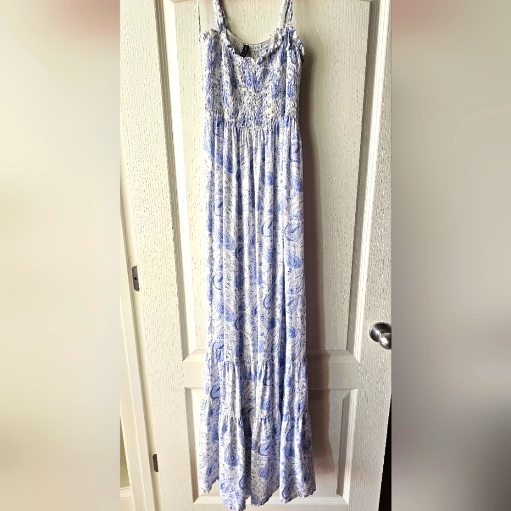 BOHO ME Blue and White Maxi Dress
